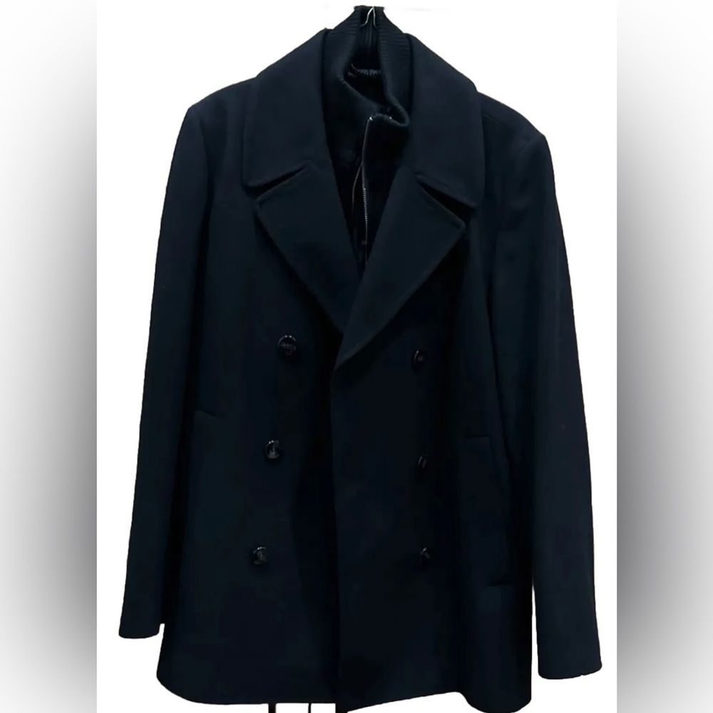 Men’s Vince Camuto Double Breasted Wool Peacoat (S) (Black) Worn Once